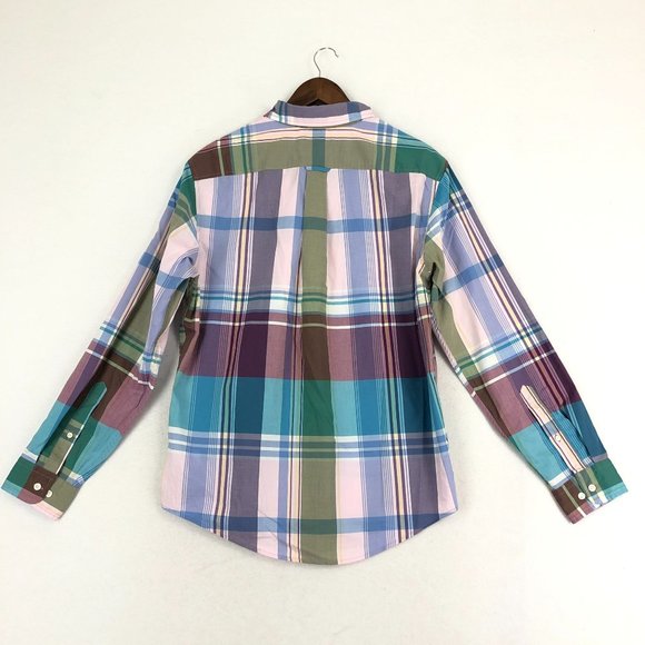 Lands' End Men's Size Medium Traditional Fit Blue Multi-Color Button Down Shirt - Picture 10 of 10